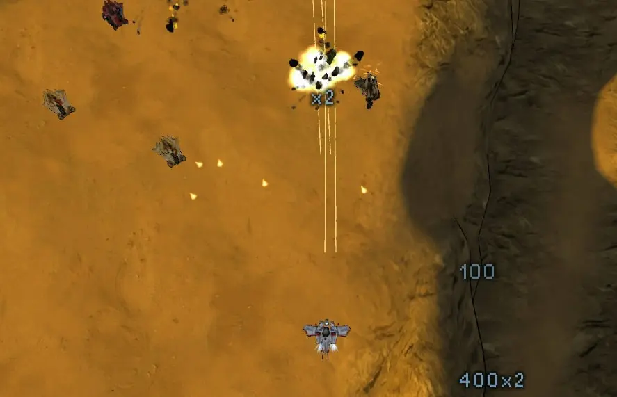 Captura de pantalla de la Minigun en acción en Steel Storm.